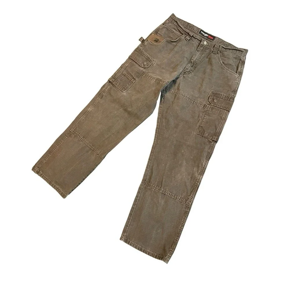 Vintage Wrangler Riggs Workwear Mocha Brown Carpenter Pants Size 36x32 USA - Picture 1 of 8